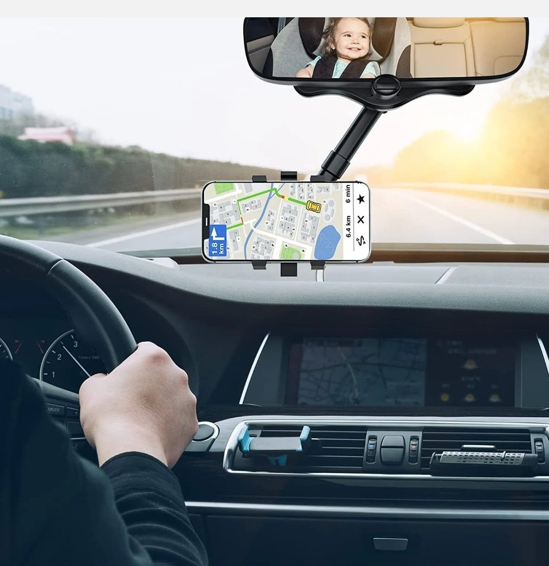 360° Car Phone Holder Rotatable And Retractable Rearview Mirror Mount Universal | Auto Heaven USA