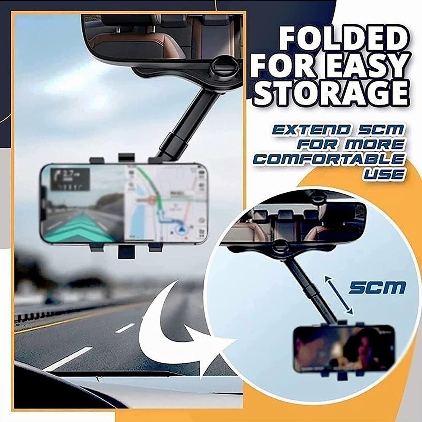 360° Car Phone Holder Rotatable And Retractable Rearview Mirror Mount Universal | Auto Heaven USA