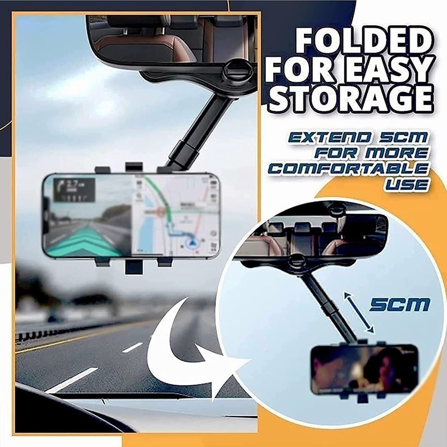 360° Car Phone Holder Rotatable And Retractable Rearview Mirror Mount Universal | Auto Heaven USA