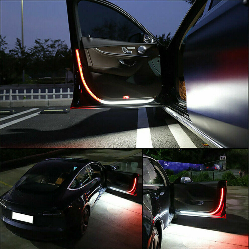 2pcs Car Door Opening Warning LED Strip Light Flashing Anti-collision Universal | Auto Heaven USA