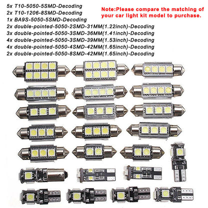 23Pcs Car Interior White LED Light Bulb Dome Trunk Door Replacement Lamp Kit | Auto Heaven USA