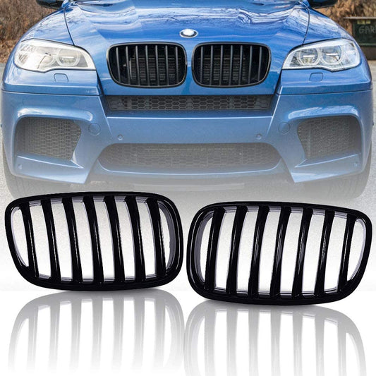 Front Gloss Black Kidney Grill Grilles For BMW X5 E70 X6 E71 2007-14 | Auto Heaven USA