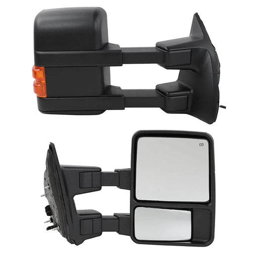Towing Mirrors For 99-07 Ford F250 - F550 Super Duty Power Heat Amber Signal Lamp | Auto Heaven USA