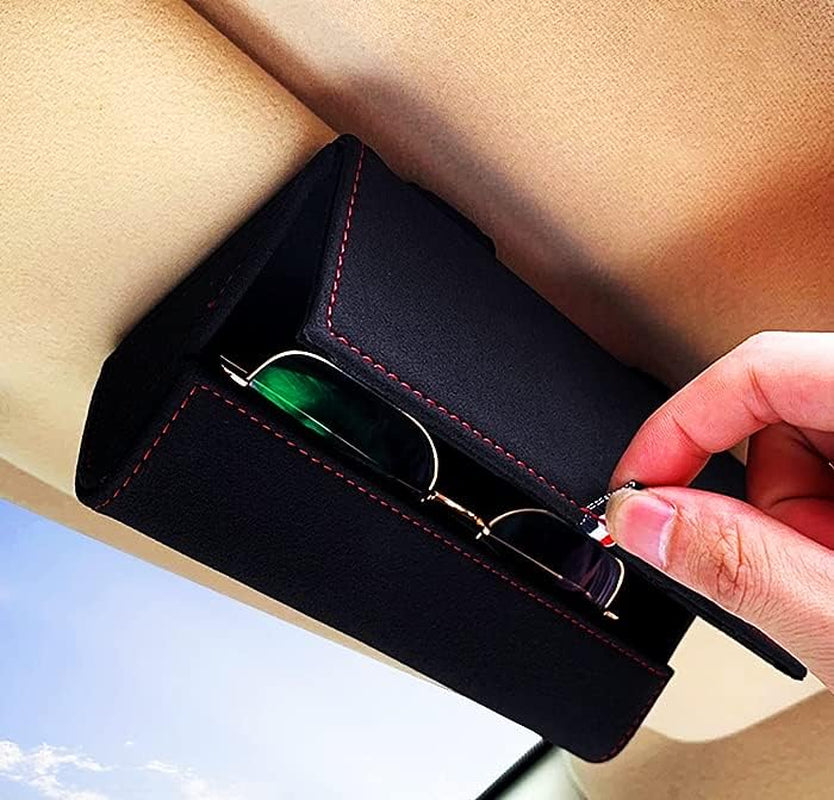 Sunglass Holder for Car, Large Car Visor Sunglasses Case with Hidden Magnetic Closure Big Universal Automotive Eyeglasses Organizer Protective Box Car Accessories for SUV, RV, Truck (Black) | Auto Heaven USA