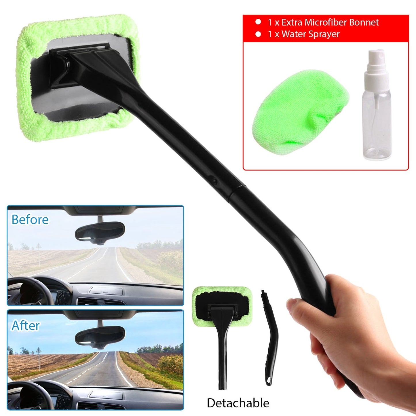 Microfiber Windshield Clean Car Auto Wiper Cleaner Glass Window Cleaning Brush Kit Tool | Auto Heaven USA