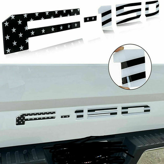 Ford F-150 2018 2019 2020 Tailgate Raised Letter Emblem Inserts Black US Flag | Auto Heaven USA